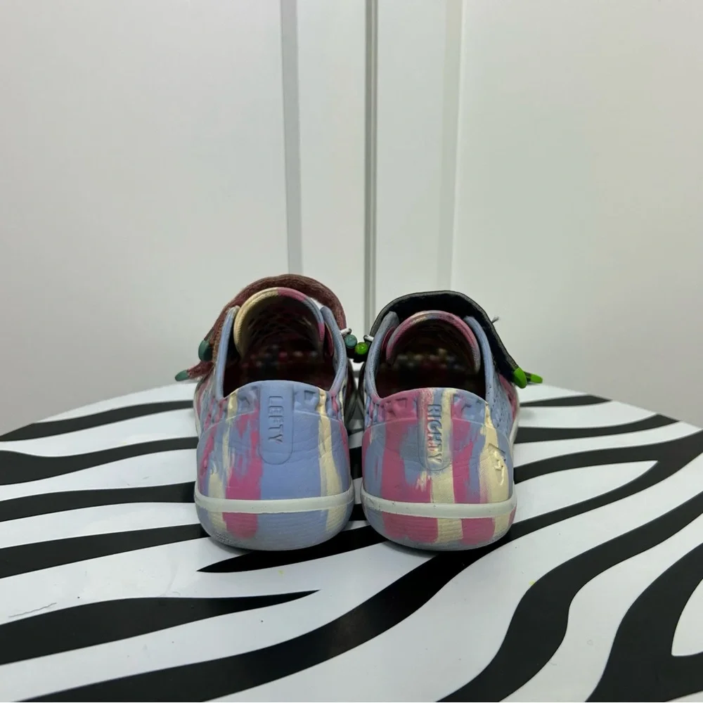 Plae marble perforated pink purple Colorful Kids Shoes with Velcro Straps 11c